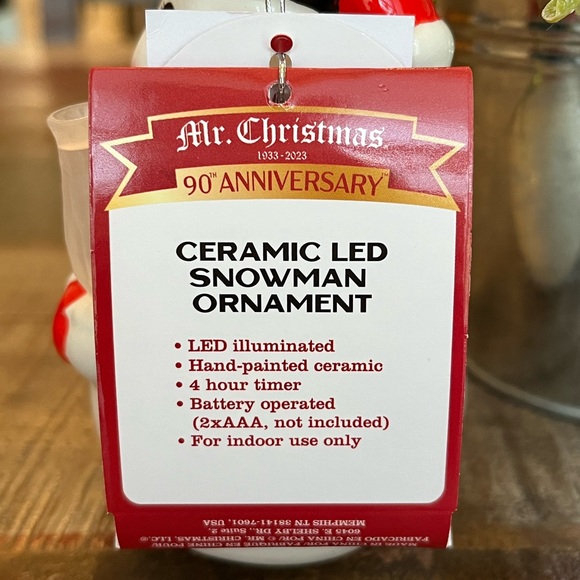 New MR. CHRISTMAS Nostalgic CERAMIC Light-Up SNOWMAN ☃️ Figurine/Ornament +TIMER - Picture 7 of 9